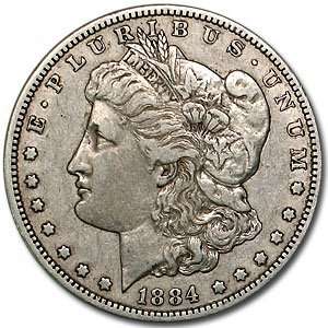  1884 S Morgan Silver Dollar   Extra Fine 