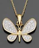   for Diamond Necklace 14k Two Tone Gold Diamond Butterfly 1/10 ct. t.w