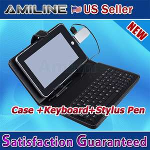 Black 7 inch Leather Case & Keyboard For Tablet PC Apad  
