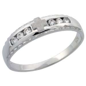 925 Sterling Silver Ladies CZ Wedding Ring Band, 3/16 in. (5mm) wide 
