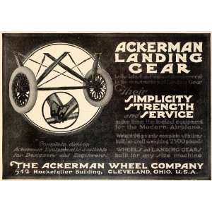  1918 Ad Ackerman Wheel Co Landing Gear Airplane Parts Aircraft 
