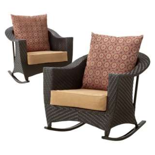 Willoughby 2 Piece Wicker Patio Rocker Set   Brown product details 