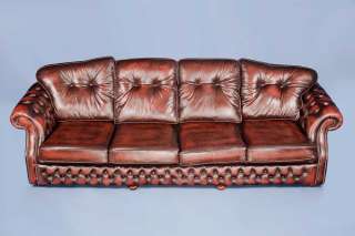 Antique Style Leather Chesterfield Sofa Couch  