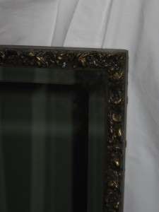 Vintage Carved Wood Gesso Gold Picture Frame Beveled Glass Mirror 
