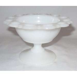  Vintage Milk Glass Candy Dish with Fancy Scalloped Edge 