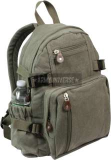 Olive Drab Vintage Military Mini Compact Backpack  