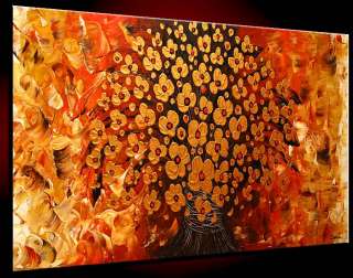   Gold Poppies Flowers Original Abstract Modern Knife Painting by Doria