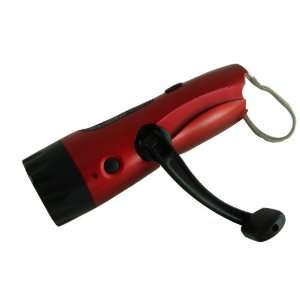 Hand Crank Metal Red Dynamo 5 Leds Flashlight with Personal Alarm and 