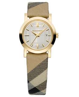 Burberry Timepiece, Womens Haymarket Leather Strap BU1399   Leather 