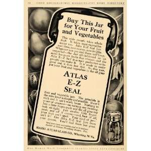  1911 Ad Hazel Atlas Glass Vegetables Fruit Wheeling Jar 