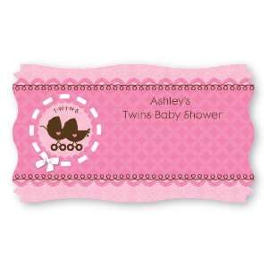  Twin Girl Baby Carriages   Set of 8 Personalized Baby Shower Name 