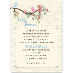  In the Nest Blue & Ivory Baby Shower Invitations 