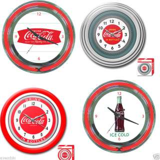 Coca Cola Officially Lic Neon wall Clocks 6 Styles  
