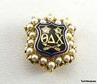 theta delta chi fraternity 14k gold pearl pin badge one
