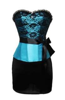   Moulin Rouge Costume corset black MINI skirt Dress Up Outfit 6 16 AQUA