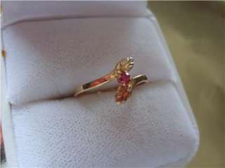 Vintage 10K Black Hills Gold Natural Genuine Ruby Ring  