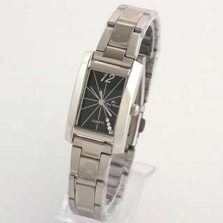 Classic Women Black Dial Steel Rectangle Anolog Watch  
