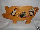 VINTAGE WOODEN PIG CUTTING CHOPPING BOARD 13 L