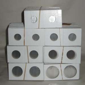 700 2x2 staple type heavy cardboard coin holders & 7 storage boxes 