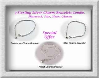 pcs sterling silver shamrock star heart charm bracelets