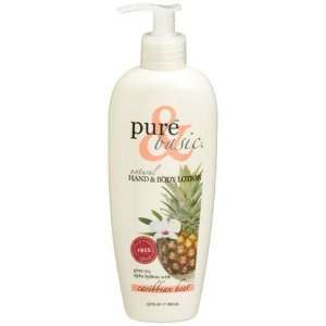 Pure & Basic Hand & Body Lotion, Caribbean Heat, 12 Ounce Pump Bottles 