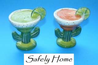 Margarita in a Cactus Glass with Lime salt and pepper shakers  