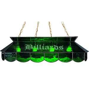   Tiffany 4 Light Billiard Table Fixture DARK GREEN BILLIARDS Gun Metal