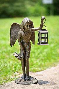 Angel Girl Garden Lantern Candle Holder Lawn Statue  
