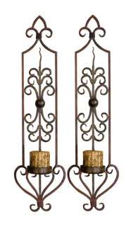   Scroll S/2 Iron WALL CANDLE HOLDER Sconces Scrolled Metal NEW  