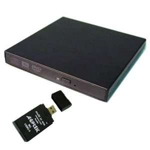  Slim External USB 2.0 Black CD/DVD Burner Enclosure Case 