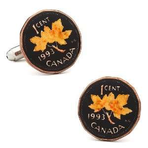  Hand Painted Canadian Penny Coin Cufflinks Jewelry