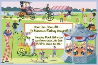 Personalized CIRCUS CARNIVAL Birthday Party Invitations  