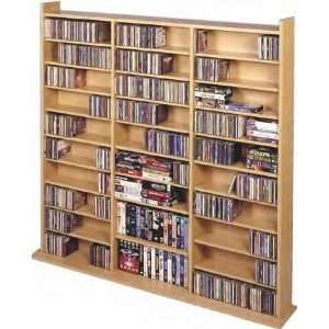 com CD / DVD / VHS 1500 Media Storage Rack in Oak Finish  Players 