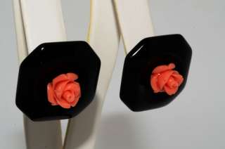 ONYX EARRING JACKETS WITH CORAL STUD EARRINGS WOW  