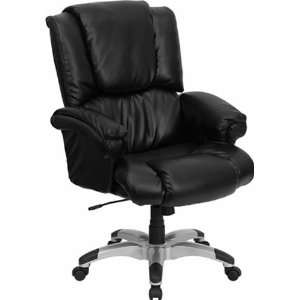   Back Black Leather Overstuffed Executive Office Chair