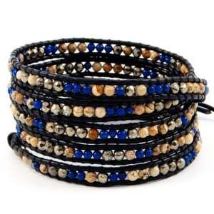  Chan Luu Lapis Mix Wrap Bracelet on Black Leather: Jewelry