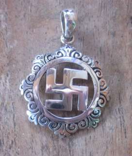   925 Pendant Swastika   hinduism symbol of good luck Bali  