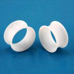 PAIR (2) PEARL WHITE EAR SKIN PLUGS TUNNELS SILICONE GAUGES 6G 7/8 