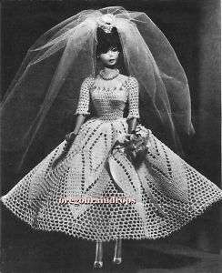 Vintage Barbie Bridal Gown To Crochet Pineapple Pattern  