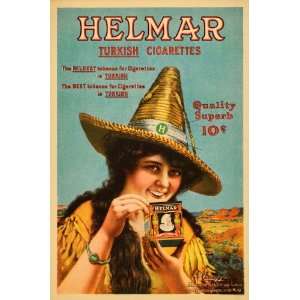  1917 Ad Helmar Turkish Cigarettes Tobacco Sombrero Lady 