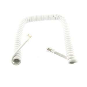  White Coiled Telephone Phone Handset Cable Cord, Coiled 