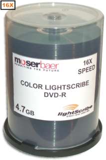 100 Pak MBI COLOR LIGHTSCRIBE 16X DVD Rs (5 Colors)  