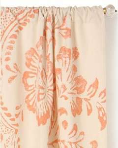   Anthropologie Midnight Courtyard Curtains 2 Panels Linen Coral 84 x 42