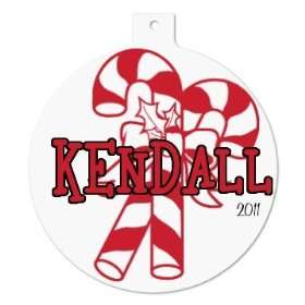 Kendall Candy Cane Custom Plastic Ball Ornament