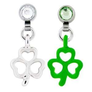  Microdermal Dangling Green Clover Charm   Magnetic   Fully 