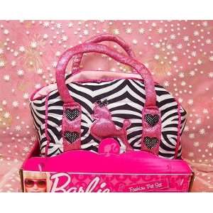 Barbie Fashion Pet Carrier,Pink Sparkle,Black/White Stripes,Pink 