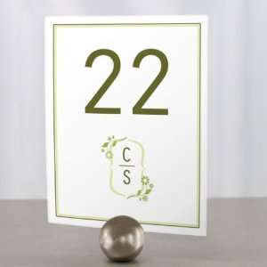   Floral Monogram Table Number   Numbers 61 72   Candy Apple Green