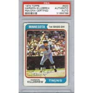 Harmon Killebrew SIGNED 1974 Topps Card PSA SLABBED   Signed MLB 