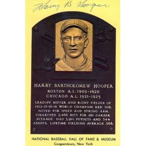  Harry Hooper Autographed Baseball HOF Plaque: Sports 