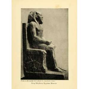  1931 Print Ancient Egyptian King Khafre Khephren Statue 